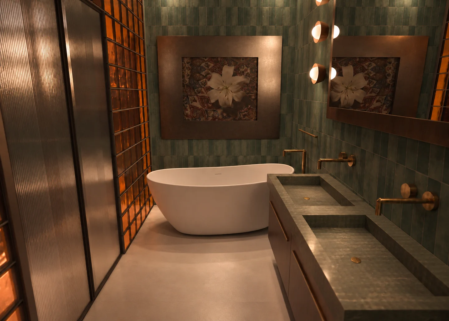 Phối cảnh nội thất — Bồn tắm và lavabo