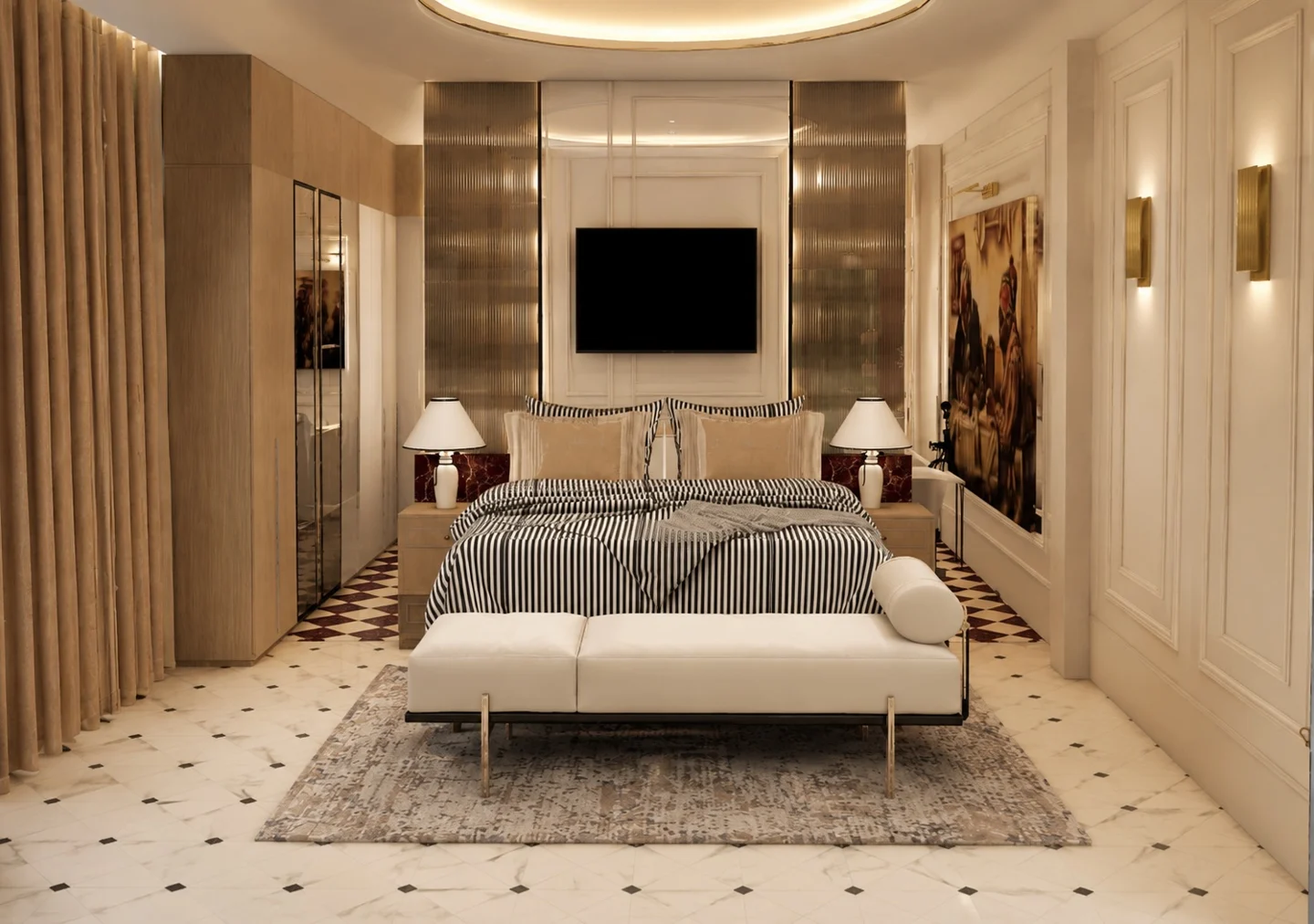 Design visualisation: Bedroom and bathroom