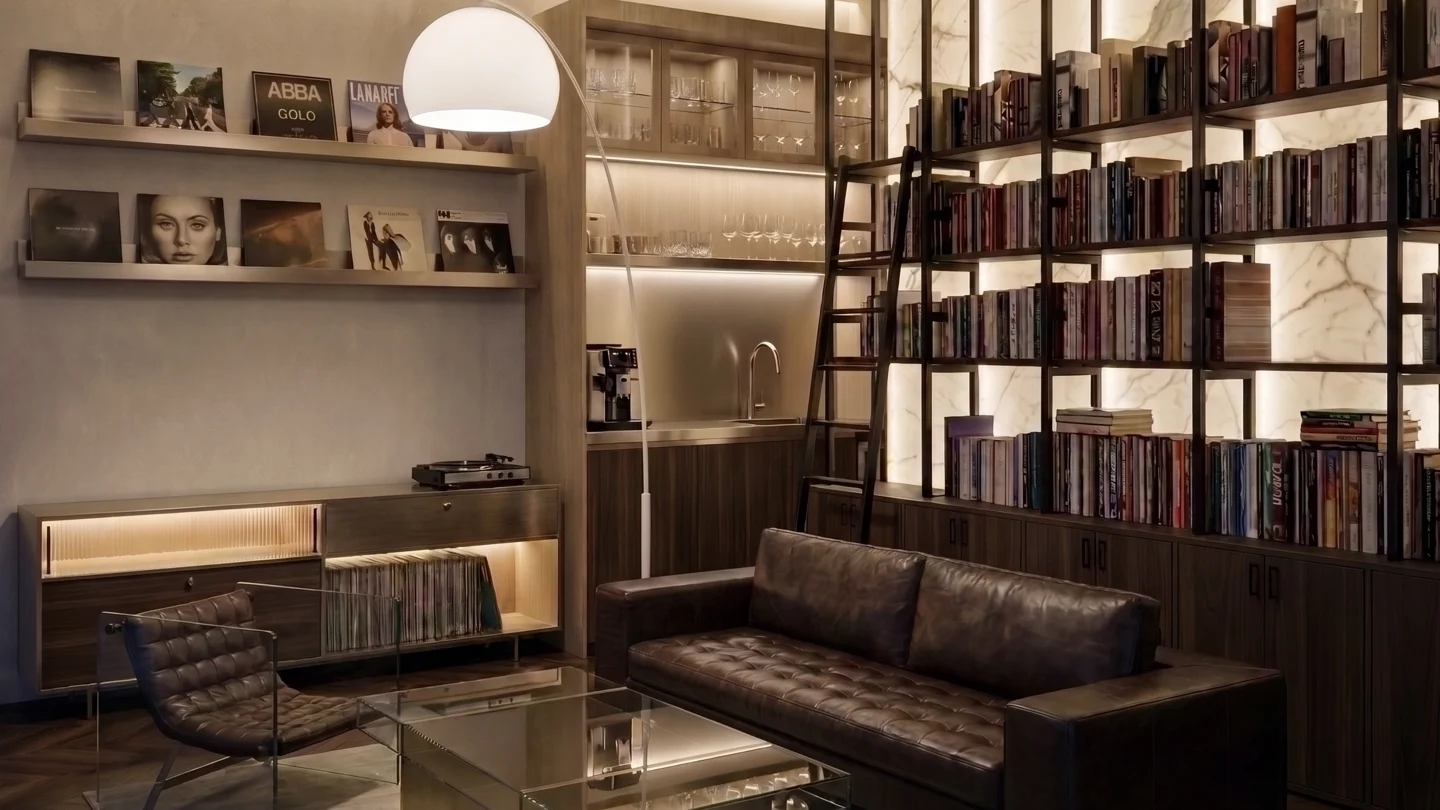 Design visualisation: Living and library