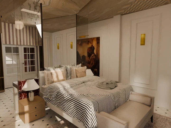 Design visualisation: Bedroom and bathroom
