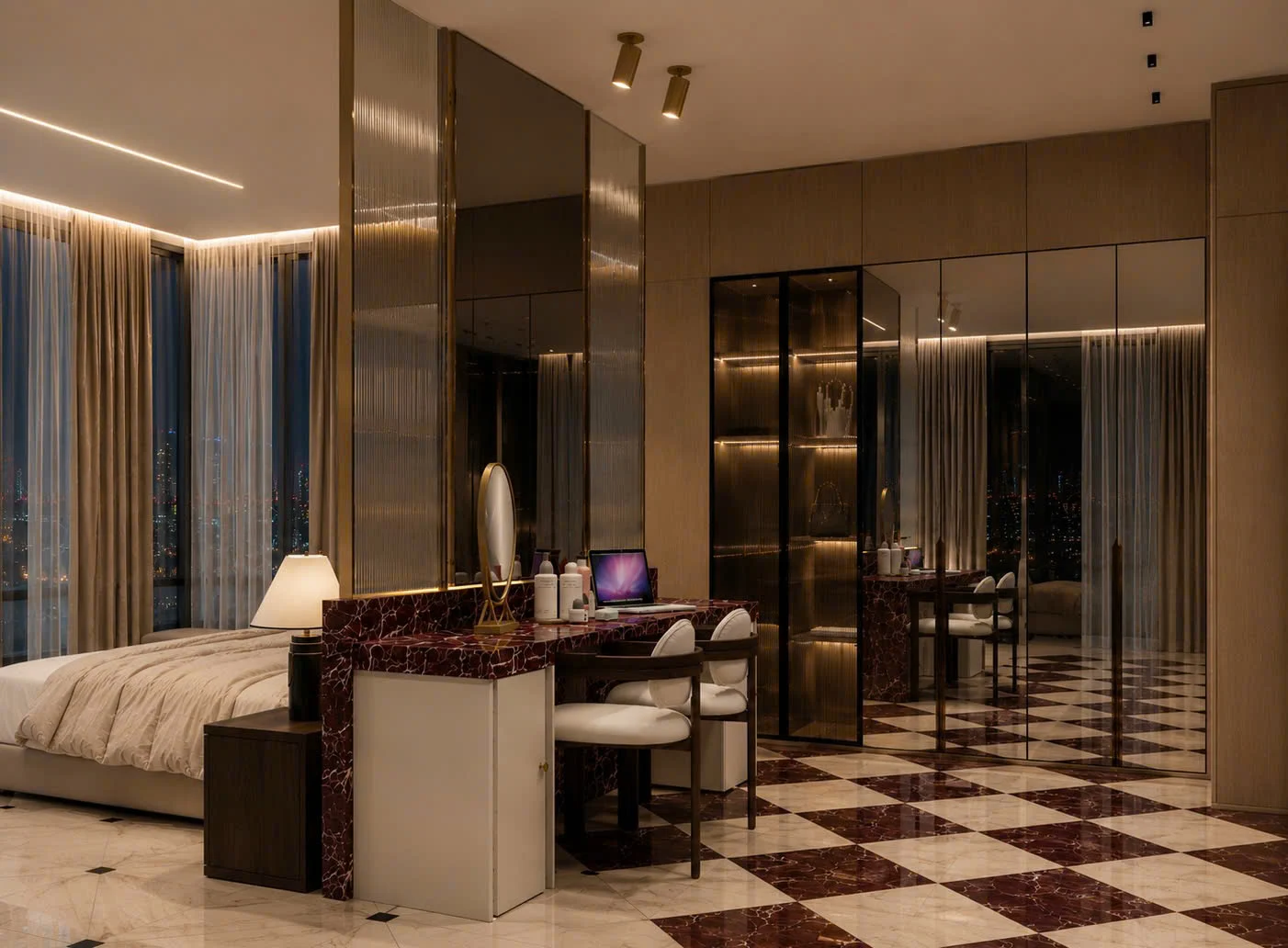 Design visualisation: Bedroom and bathroom