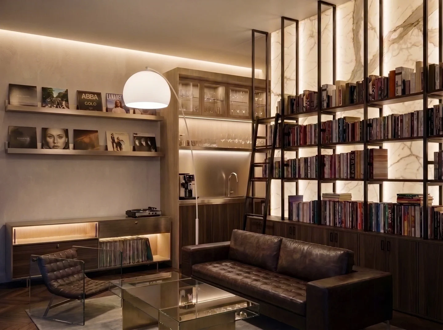 Design visualisation: Living and library