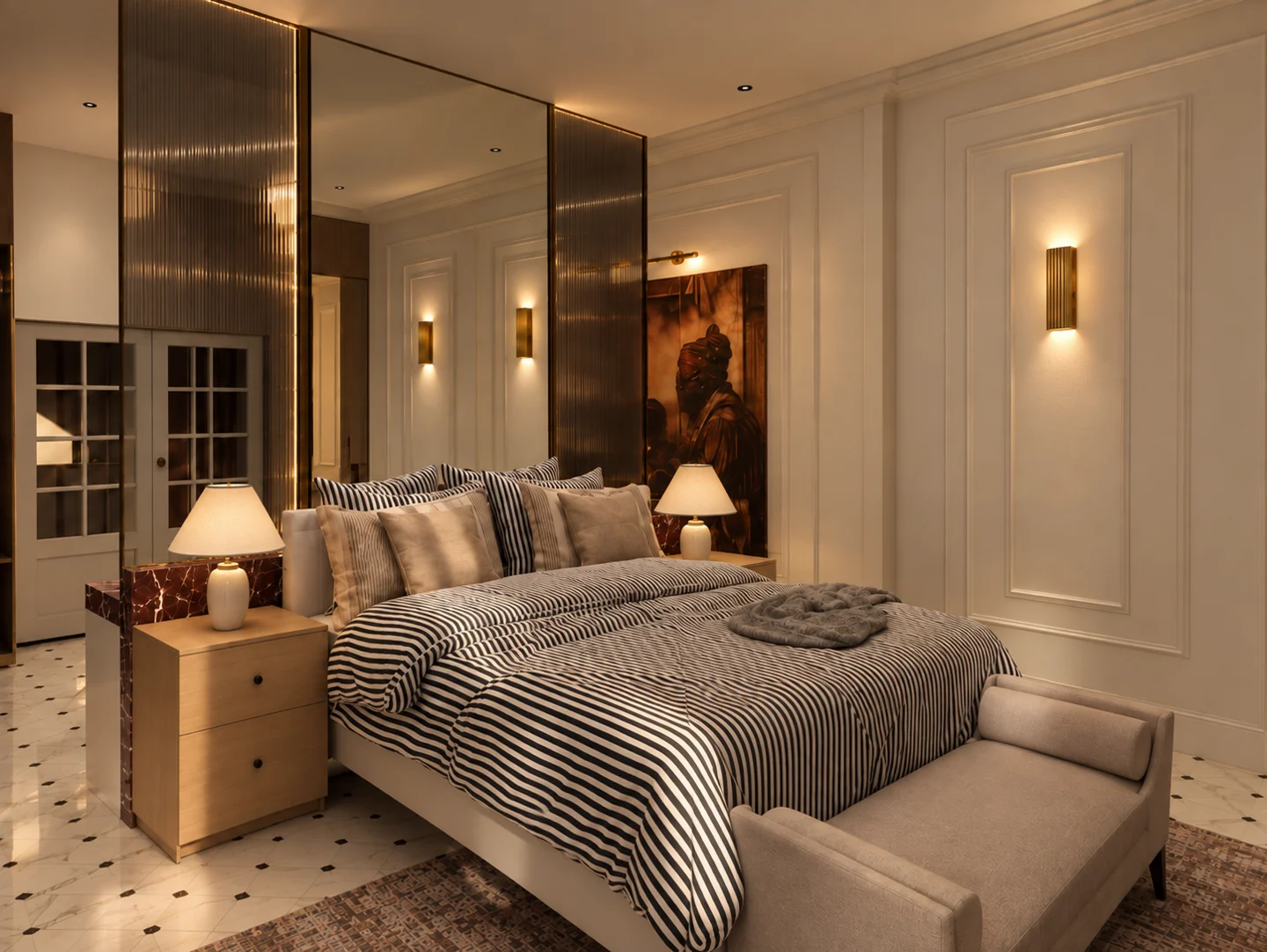 Design visualisation: Bedroom and bathroom
