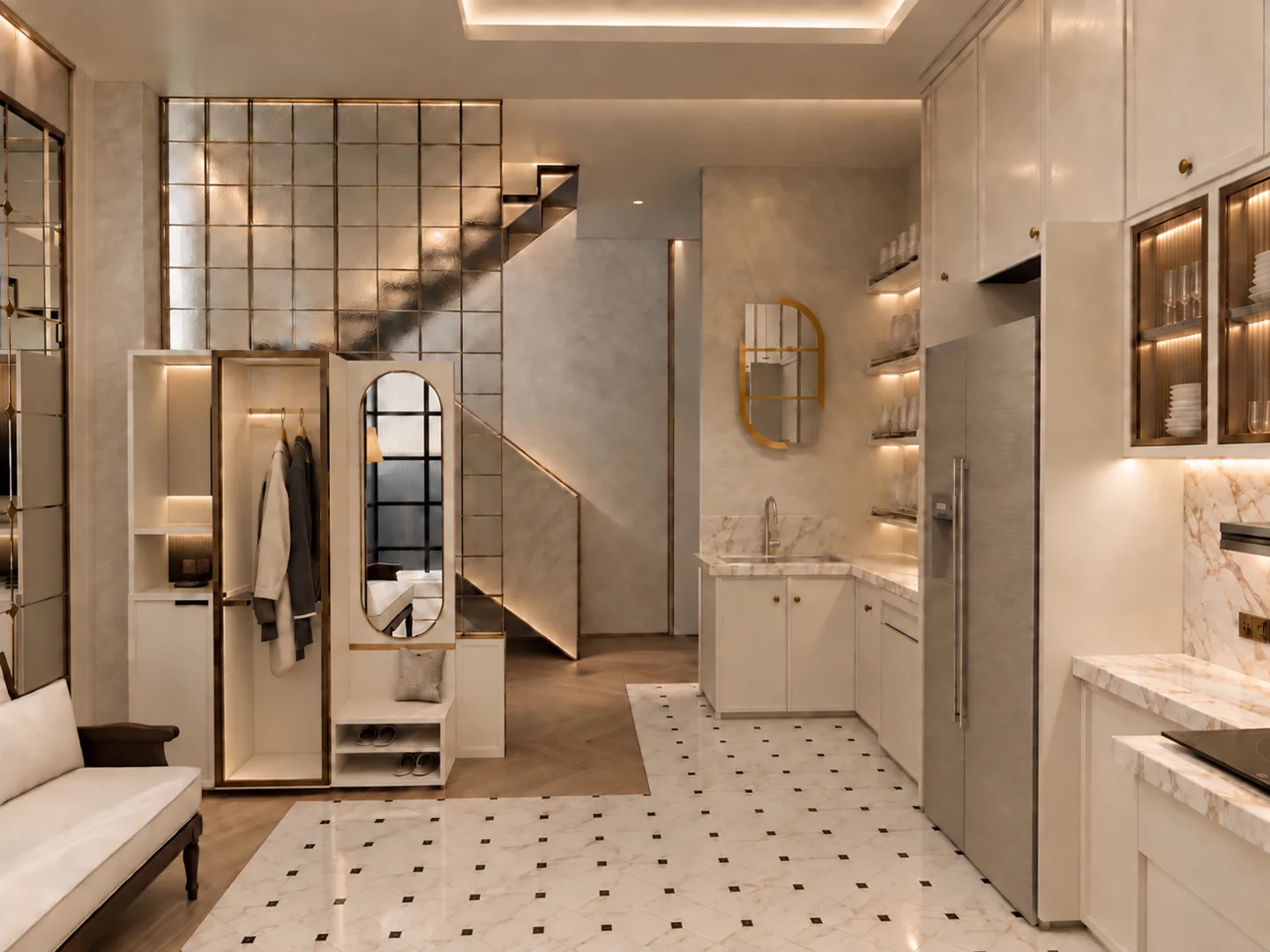 Design visualisation: Kitchen and connected spaces